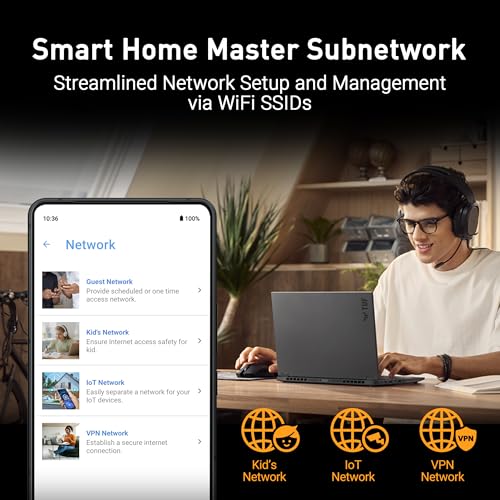 ASUS TUF Gaming BE6500 WiFi 7 Router - Dual-Band, Up to 6.5 Gbps Wireless, Game Accelerator, Multi-Link Operation (MLO), (x4) 2.5GbE Ports, Mesh + VPN Compatible, & Subscription-Free Network Security - image 7