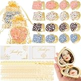 Jetec 32 Sets Compact Mirror Gift for Women, Floral Gold Edge Folding Pocket Makeup Mirror with Gold Organza Bags & Thank You Cards, Mother's Day Ideal Gifts Bulk Return Gifts for Pooja