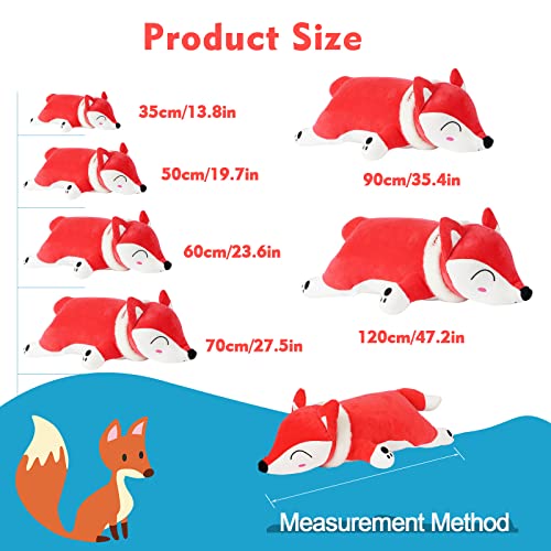 Nxnynz Fox Stuffed Animal Plush Body Pillow, 47.2In Cute Big Red Soft Fox Giant Plushie Kawaii Toy Doll Birthday Gift For Kids Boys Girls #TOP3