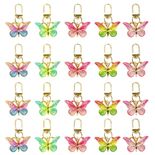 Porte-clés papillon en résine, lot de 20 pendentifs pour petits cadeaux d'invités et fêtes