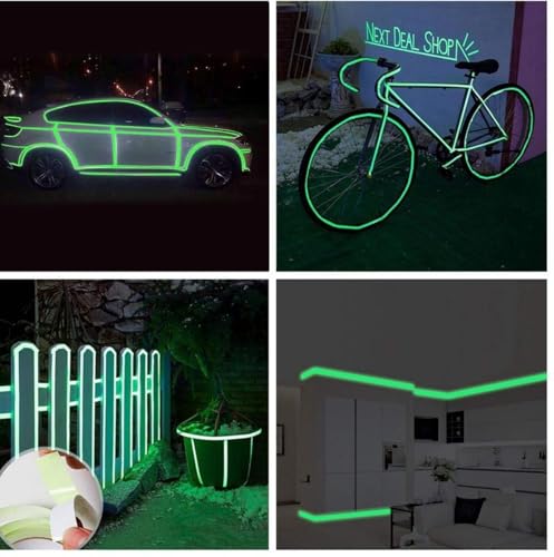 Image of WALLMATE Reflective Tape Outdoor Safety Warning, Lighting Sticker, Waterproof Tape for Bicycle Bike Car Motorcycle Decoration (Green Strip, 0.5 In x 45 Mtr (1771 in))