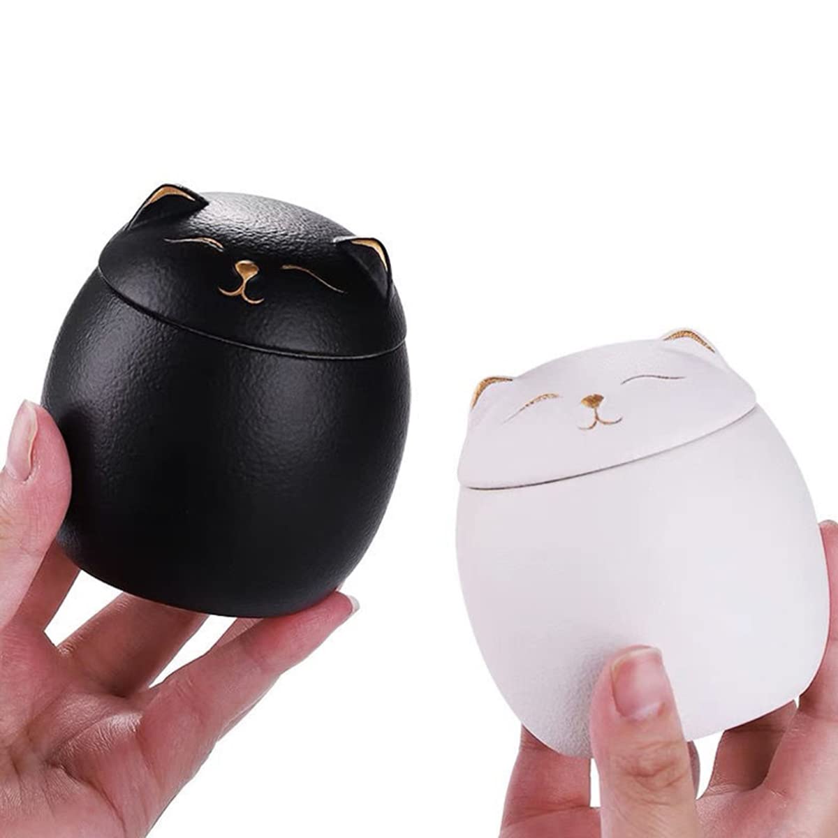 Urna para Cenizas de Gato, Forma de Gato Cremation de Forma Conmemorativa, urnas Decorativos artesanales, para Gato de urna de Gato funerarios,Blanco,500ML