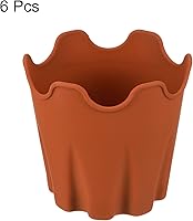 Vista 3 de PATIKIL Maceta de silicona de 4 pulgadas, paquete de 6 macetas redondas decorativas para jardinería interior y exterior, terracota
