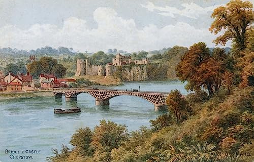 Imagen de lienzo puente y castillo Chepstow cuadro decorativo habitacion 60x90cm