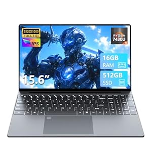 Laptop 2025 con procesador Ryzen 7430U (6C/12T, hasta 4.3 GHz) (Beat i7-1355U), computadora portátil Win 11 Pro, portátiles tradicionales de 16 GB DDR4 512 GB SSD de 15.6 pulgadas, pantalla IPS Full