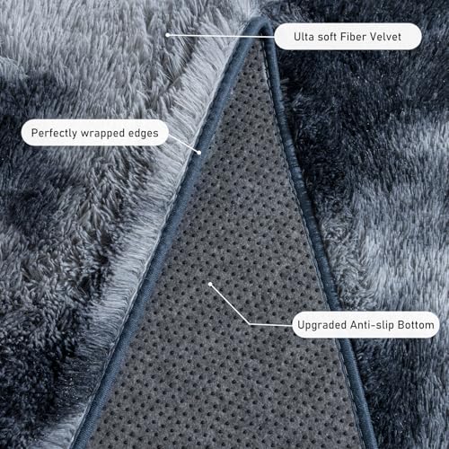 Rugs for Living Room 9x12, Soft Shaggy Modern Shag Area Rug for Bedroom, Upgrade Non-Slip Plush Fluffy Carpet for Kids Boys Girls Room Home Decor Aesthetic, Blue Grey