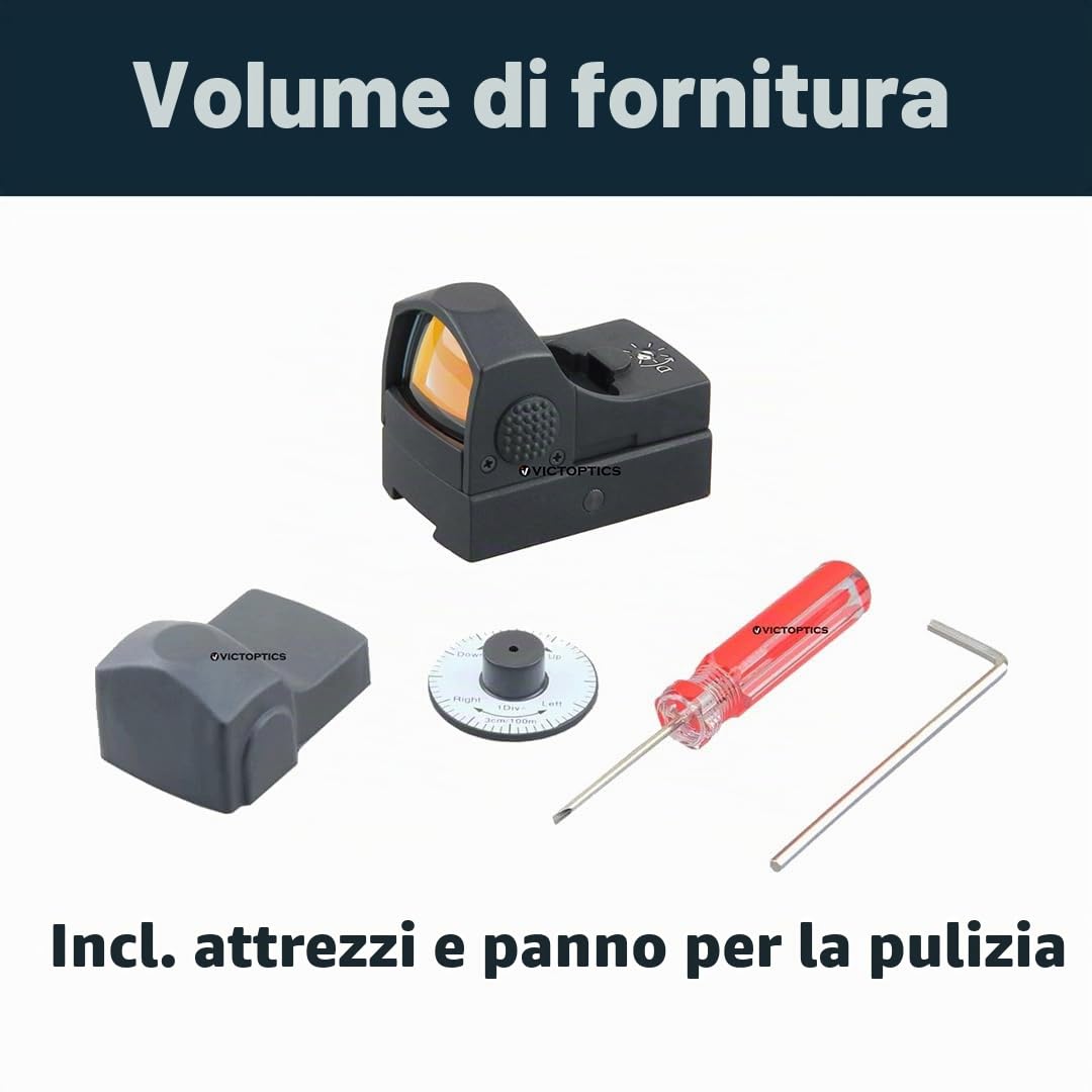 Vector Optics Victoptics V3 1x22 - Visiera Sphinx Rotpunkt per sport, airsoft e caccia, fucile ad aria compressa, mirino con visiera riflettente, Red Dot