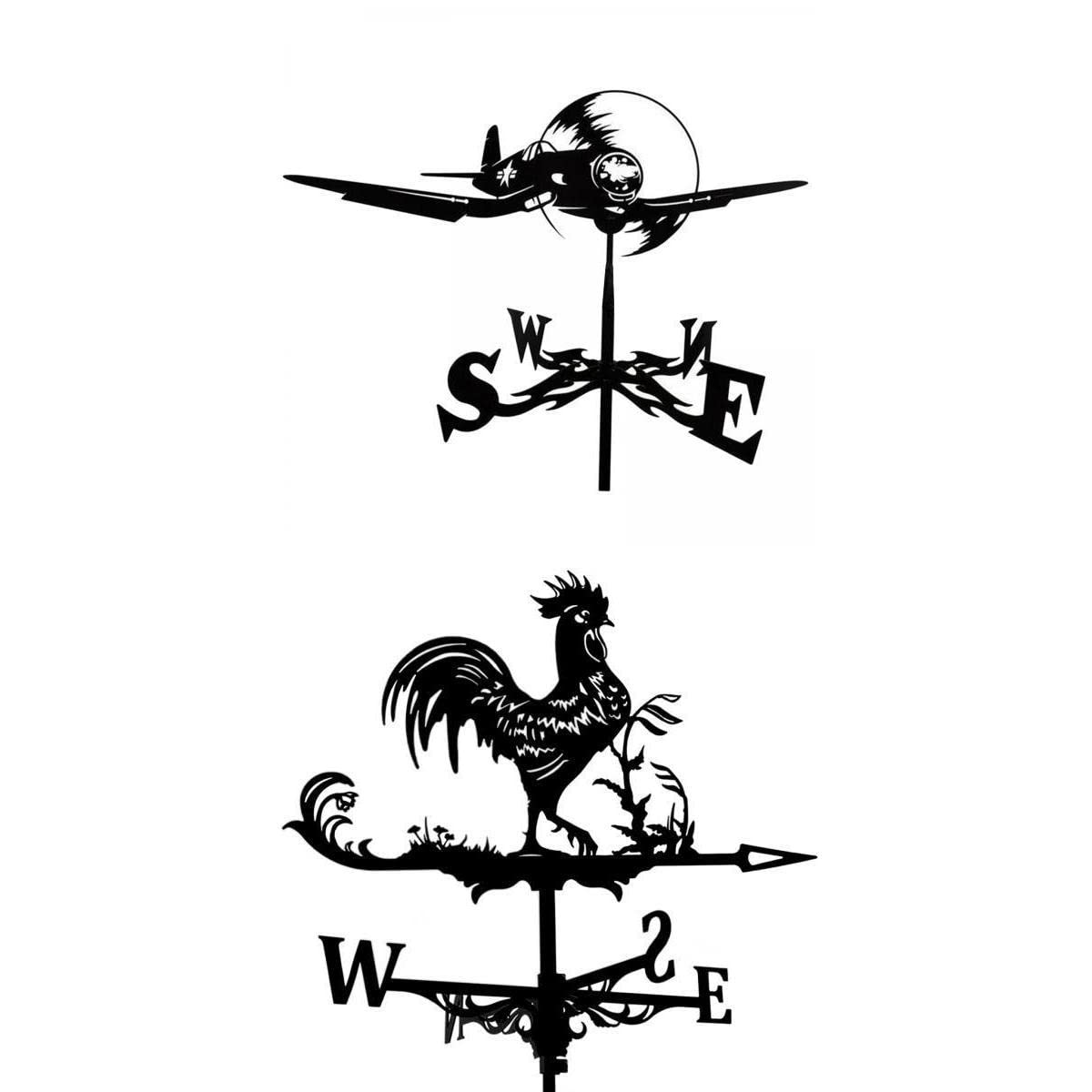 CALANDIS 2X Weather Vane Yard Wind Direction Indicator Kit Bracket Weathervane Plane | Saws | Garden D?©cor-image-48