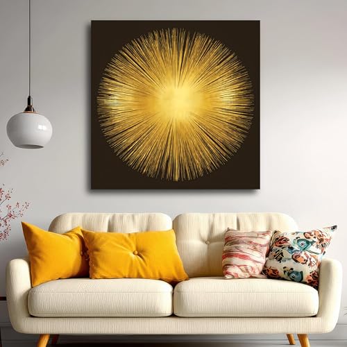 Tableau doré abstrait de qualité premium pour décoration murale chic - 4