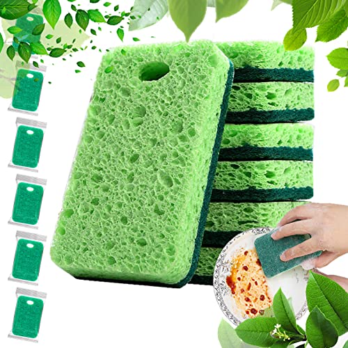 Image of Kitchen Cleaning Sponges, 6 Pack Heavy Duty Scrub Sponges Cleans Fast Non-Scratch Sponge for Washing Dishes and Cleaning Kitchen (Dark Green)