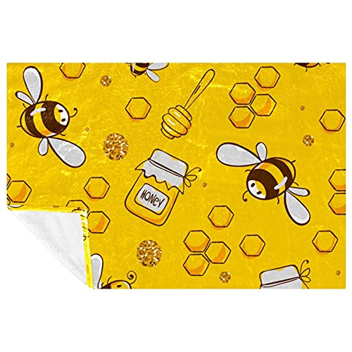 Couverture douce contre les nuits fraîches plaid abeille jaune lit