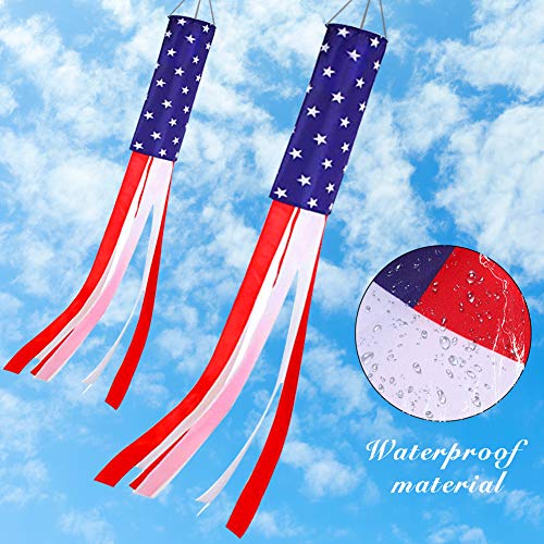 Fivebop 4Pack USA Flag Windsock, Stars & Stripes United States Patriotic Support USA Windsock Aamerican Flag Windsock Streamer Garden Flag Decorations for 4th of July 33Inch (Windsock 4 Pack) - Thumbnail 5