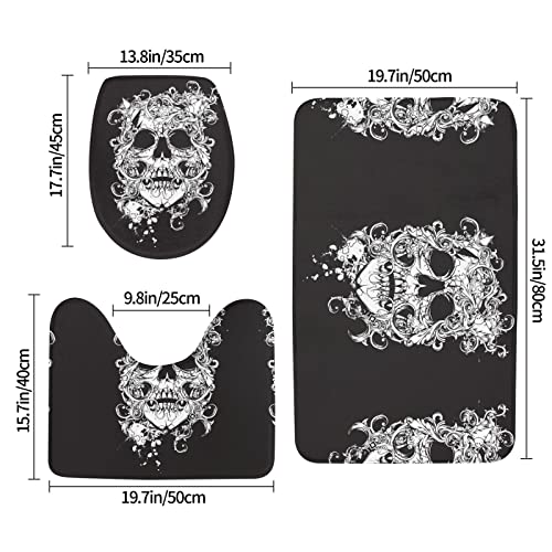 Teppichmatten mit Totenkopf-Druck, Badematte, Badezimmerteppich, 3-teilig, + Konturteppich, Toilettendeckelbezug – Bild 3