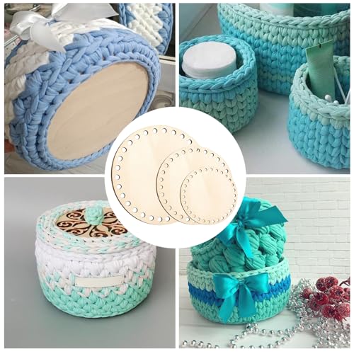 Korbboden Zum Häkeln, Holzboden Für Häkelkorb, 9 Stück Runde Flechtböden (10/15/20 cm je 3 Stück), Perfekt Für DIY Bastelprojekte, Häkelkörbe Und Heimdekoration