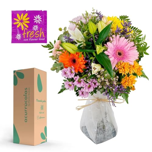 Acurrucalas® - Ramo de Flores Naturales con Dedicatoria - Día de la madre - Ramo de Flores Frescas - Entrega en 24 horas de Lunes a Sábado