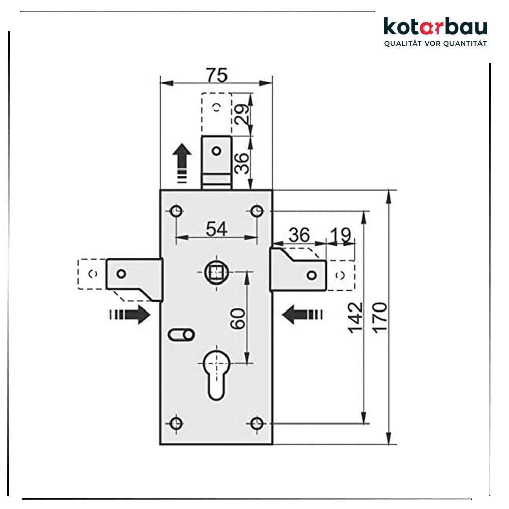 KOTARBAU® Garagenschloss 60 mm Stahl Torschloss Garagentorschloss Profilzylinder für Schwingtore Tortreibriegel Torverschluss Garage Verschluss