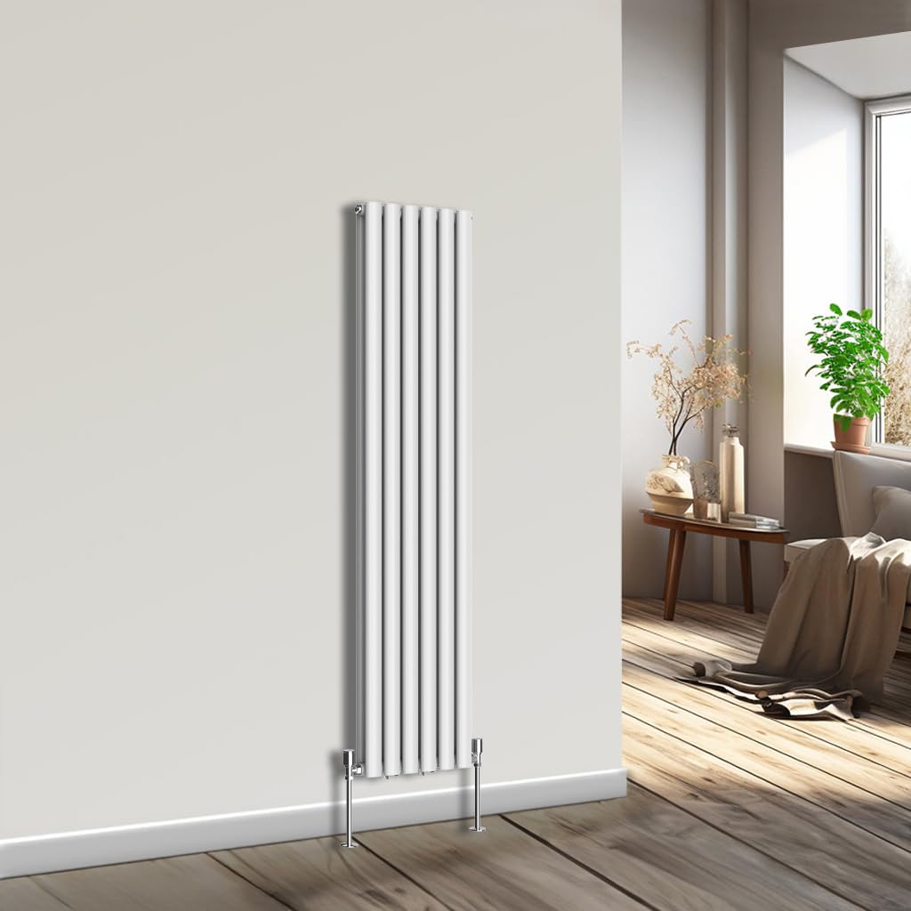 Nrg White Vertical Oval Column Radiator Bathroom Central Heating 1600X354mm Double Panel Radiators