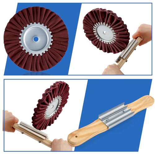 Liliful 15 Pcs 8" Airway Polishing Wheel Kit in Diameter 5/8", Metal Aluminum Buffing Wheel and Polishing Compound and Buffing Drill and Rake Pad for Angle Grinder Mirror Metal Finish (Dark Color) by Liliful - Used condition - Image 4