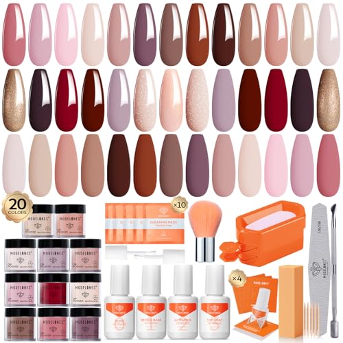 Kit de unhas em pó de mergulho de 20 cores (passeio), kit de unhas de mergulho Modelones para inicia