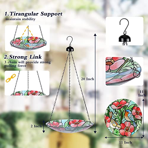 Mumtop Hanging Bird Bath - Glass Bird Bath, Hummingbird Bird Baths For Outdoors, Bird Feeders For Garden And Patio Decor #TOP1