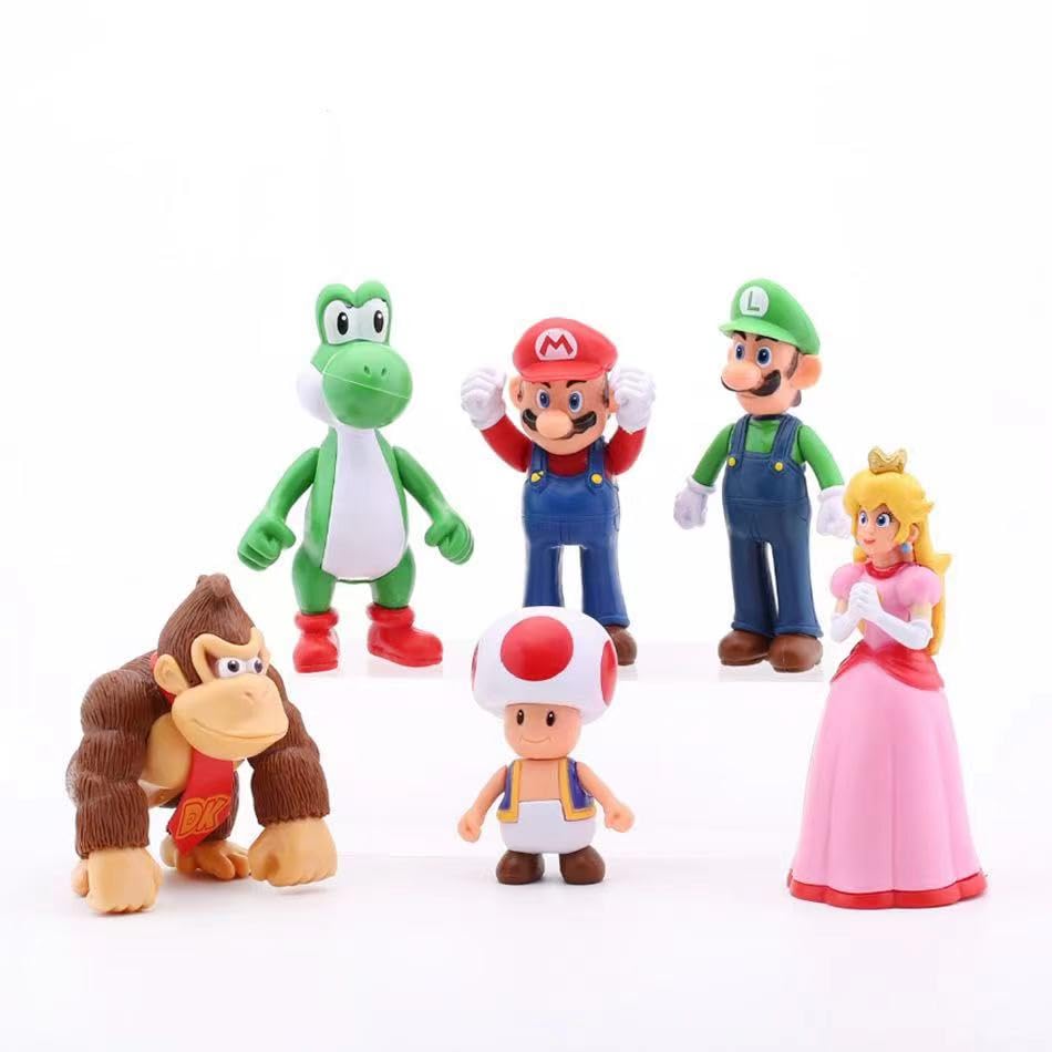 6Pcs Cartoon Characters,Cartoon Movie Figures Toys,Mary Toys Bros Princess, Turtle, Cake Topper Decoration Party Supplies Gifts for Kids Fans.