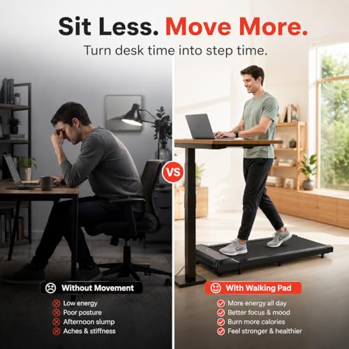 Image of Walking Pad Treadmill, 8% Incline Under Desk Treadmill for Home Office | Quiet 2.5HP motor, 265 lb capacity, 0.6-4 MPH speed, 15 x 35.4 in belt, compact for small spaces