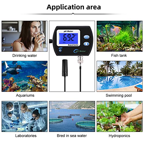 Testeur de pH de l'eau mural LCD pour contrôle de piscine et eau potable - 8