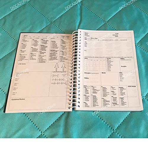 Docazon Ob/Gyn 2.0 | The Perfect Obstetrics & Gynecology History & Physical Exam Notebook (Spiral, Water Proof, Disinfectable, Mr Safe, 100 Patient Sheets, 5.5" X 8.5" Pocket Size) #TOP4
