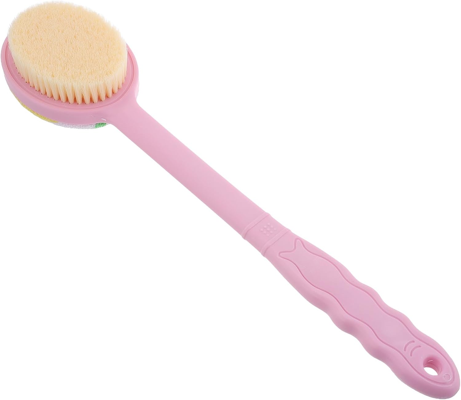 Artibetter Back Scrubber Long Handle Body Scrub Brush with Soft Bristles Bath Massage Brush for Men Women Pink Cherry Blossom Color Suitable for Shower and Dry Use
