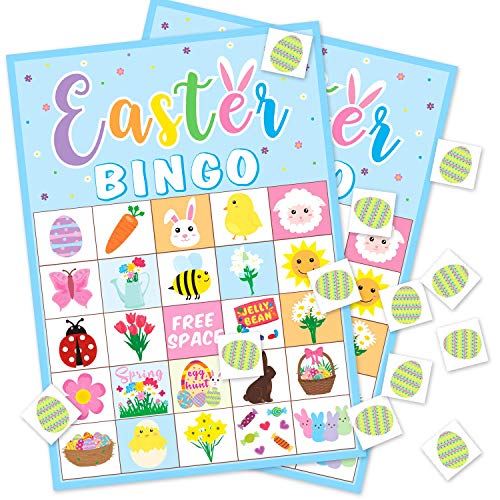 Easter Bingo Game Cards for 24 Players Sunday School Game Boy Girls Spring Easter Party Supplies Preschool Classroom Activity