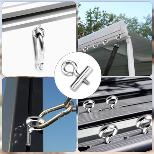 4 Stück Kederschiene 8-10mm - Kederleisten Haken aus Edelstahl mit Karabiner - Sicherungs-Set für Wohnmobil, Caravan & Zelt - Robuster Haken für Camping & Boot - Blockierungskit für zuverlässi
