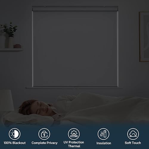 Miniatura 2 de Pasoun Persianas enrollables opacas sin cordones con aislamiento térmico, impermeables, resistentes al fuego, resistentes a las arrugas, persianas