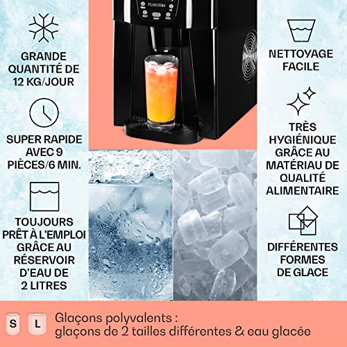 Machine à glaçons rapide 12kg Klarstein, distributeur d'eau fraîche et alarmes intégrées - 3