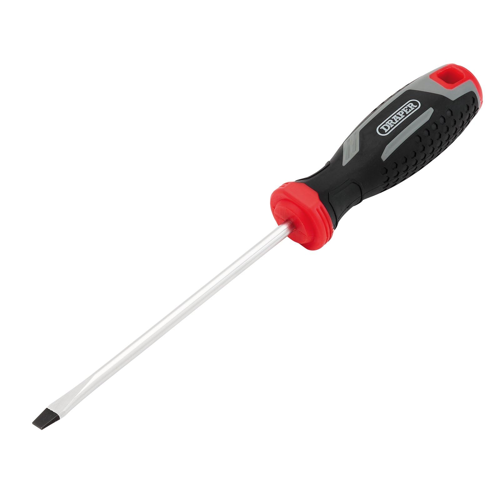 Draper Slotted Soft Grip Screwdriver, SL5.5 x 125mm - 13388 - Magnetic Tip, CRV Blade, Grey and Black