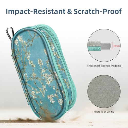 Image of FINTIE Double Sunglasses Case, Soft Portable Eyeglasses Pouch with Carabiner Clip, Dual Zipper Compartments for Men Women