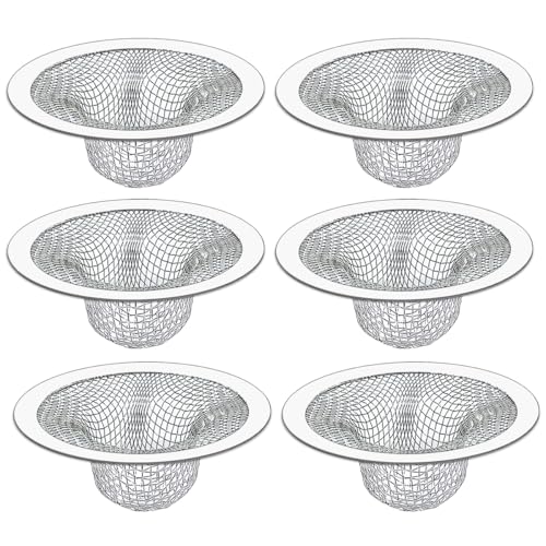Image of Seatery 2.75 inch Top / 1.0 inch Basket Bathtub Drain Strainers, Bathroom Sink Strainers, Shower Drain Hair Catcher, Drain Strainer for Laundry, Mop Pool, Utility, Slop, RV Sink, Stainless Steel, Pack-6