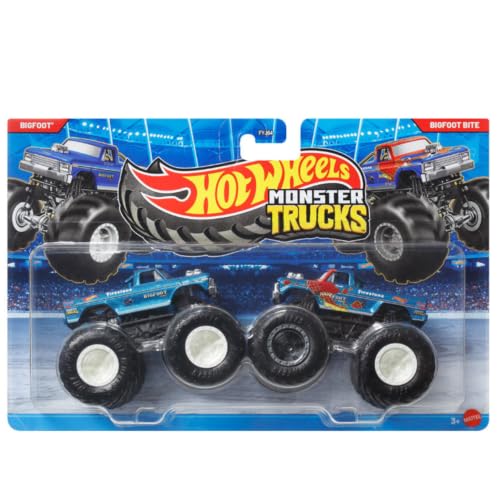 Image of Hot Wheels Monster Trucks Bigfoot Vs Bigfoot Bite Demolition Doubles 2026 1:64 Scale 3+ Ages - Multicolor