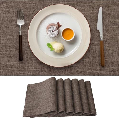 Photo 1 of **MISSING ONE PLACEMAT**
More Décor Faux Placemats for Dining and Kitchen Table - Stain and Heat Resistant, Non Slip, Wipeable, Washable - Set of 8 - Brown