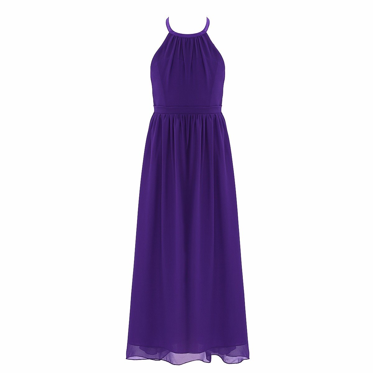 FEESHOW Girls Chiffon Wedding Dress Kids Pageant Bridesmaid Birthday Party Flower Girl Dress Purple 8 Years