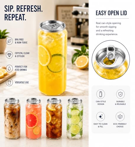 Image of 16.9 Oz 500 ml Disposable Juice Bottles 100 Pack Sealable Can Cups