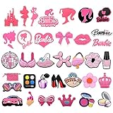 LetsRun 35Pcs Pink Shoe Charms for Girls Women, Shoe Charms Shoes Decoration for Clog Bubble Slides, Shoe Pins Decoration Accessories Birthday Gifts Party Favors