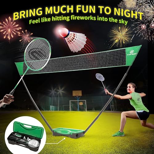 Portable Badminton Net Set with Storage Base, Rackets and Shuttlecocks Combo for Backyard Training, Beach, Park by E E-JET GAMES - Image 2
