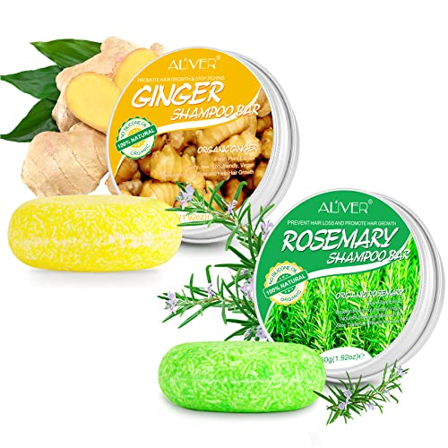 Shampoo Bar Ginger and Rosemary, Organic Ginger and Rosemary Shampoo Bar for Hair Growth Scalp and Hair Loss Treatment