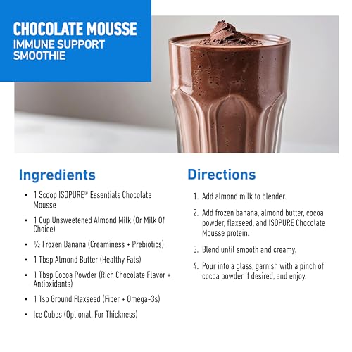 Isopure Essentials 100% Whey Protein Powder, Chocolate Mousse 13.75 OZ - image 7