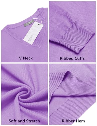 Image of COOFANDY Mens Casual V Neck Sweater Knit Slim Fit Long Sleeve Pullover Top