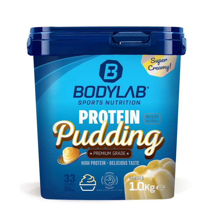 Bodylab24 Protein Pudding Vanille 1000g, mit bis zu 25g Eiweiß (aus Whey Protein) pro Portion, schnelle und einfache Zubereitung, ideal als proteinreiche Alternative