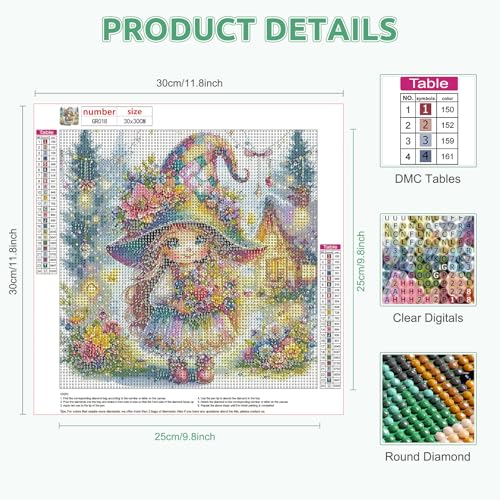 RICUVED Elf Diamond Art Kits for Adults, 5D Elf Diamond Painting Kits for Adults Beginners, DIY Full Drill Diamond Dots with Gem Art Crystal Rhinestone Home Wall Decor 12 X 12 Inch