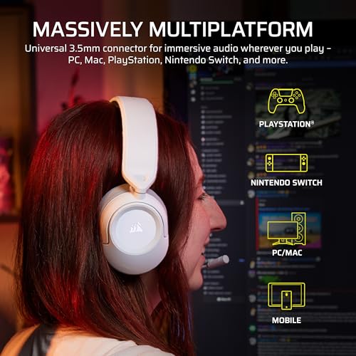 Corsair HS35 v3 Wired Gaming Headset with Mic – White - image 3