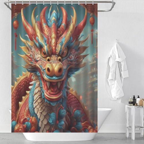 Rideau de douche dragon en polyester 122x183cm lavable - 2