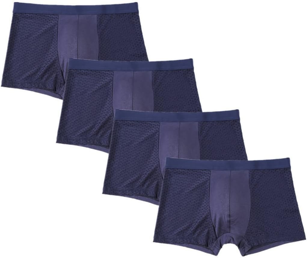 TJLSS 4 Pieces/Lot Men's Underwear Boxer Briefs mesh Men's Shorts Fitted Briefs with Pockets (Color : D, Size : 5X-Large) : Clothing, Shoes & Jewelry